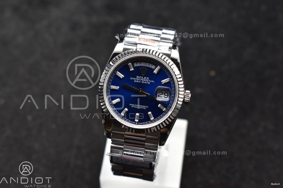 Bracelet vr3255 on Weight) Steel President 904L 36 Crystal SS QF Dial Edition Best (Gain DayDate Blue V5 0412